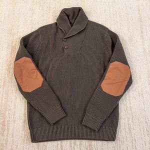 NEW w TAGS Duluth Trading Mens Medium Brigadier Shawl Collar Knit Sweater Green